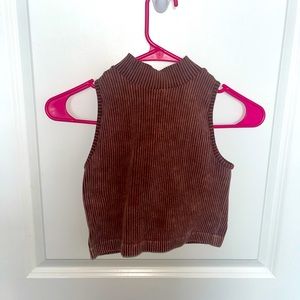 Brown Crop with Mock Neck